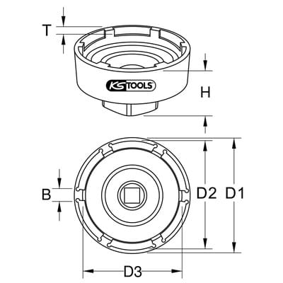 3/4“ Nutmuttern-Schlüssel mit 6 Zapfen für DAF, Innenzapfen Ø 86 mm