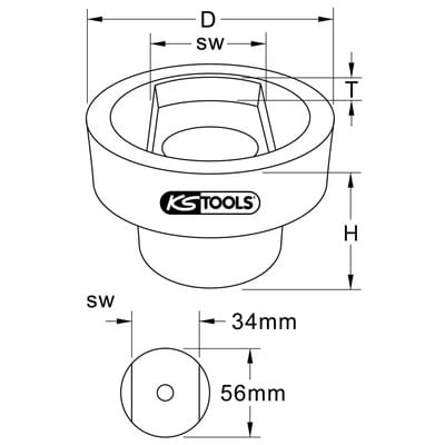 Blattfederbolzen-Stecknuss für Scania, 34x56mm