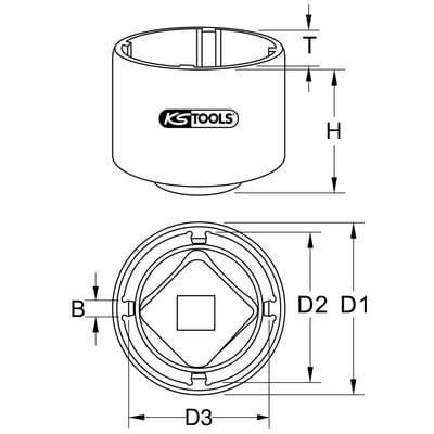 3/4" Nutmuttern-Schlüssel für Scania mit 4 Zapfen, Innenzapfen Ø 72 mm