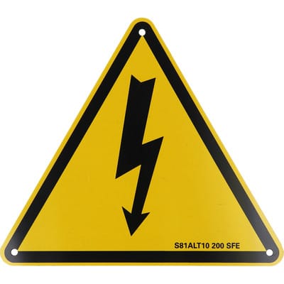 Warnschild-Hybrid-Blitz, Aluminium, 200 mm