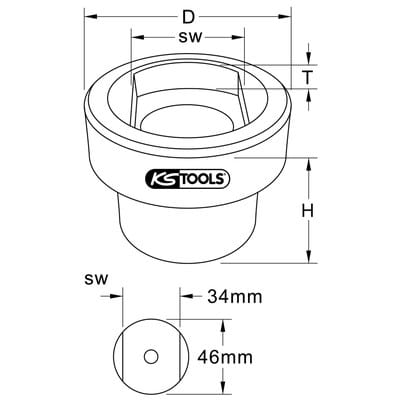 Blattfederbolzen-Stecknuss für Scania, 34x46mm