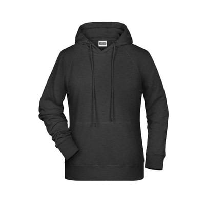 Damen Kapuzensweatshirt 8023, schwarz hether, Größe M