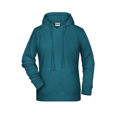 Damen Kapuzensweatshirt 8023, petrol-melange, Größe L