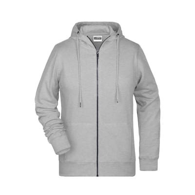 Damen Hoody Sweatjacke 8025, grau heather, Größe M