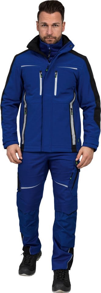 Softshell Jacke Pongee.Membran+Fleece kornblau/schwarz Größe M