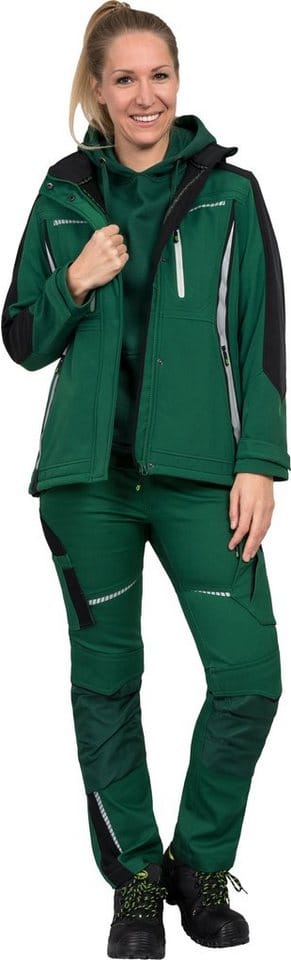 Damen-Softshell Jacke Pongee.Membran+Fleece grün/schwarz Gr48