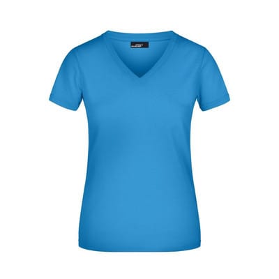 Damen V-T-Shirt JN004, türkis, Größe L