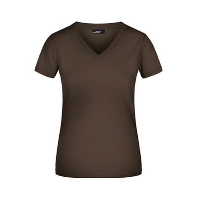 Damen V-T-Shirt JN004, braun, Größe S
