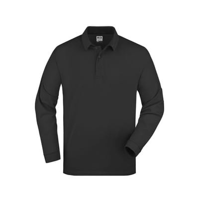 Langarmpolo JN022, schwarz, Größe M