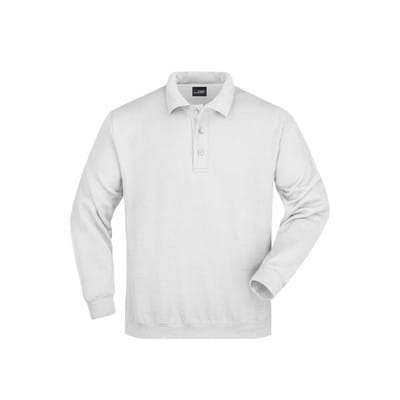 Polo Sweatshirt JN041, weiß, Größe S