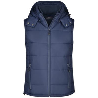 Damen Steppweste mit abnehmbarer Kapuze JN1005, navy-blau, Größe L