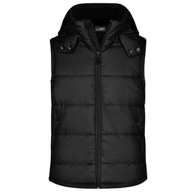 Herren Steppweste mit abnehmbarer Kapuze JN1004, schwarz, Größe L