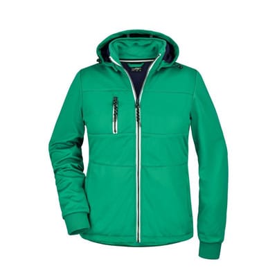 Damen Softshelljacke maritim JN1077, irisch-grün/navy-blau/weiß, Größe XL