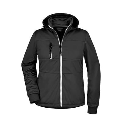 Damen Softshelljacke maritim JN1077, schwarz/weiß, Größe M