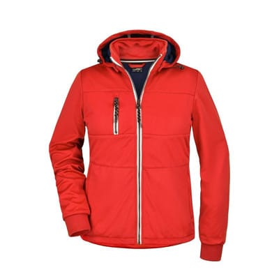 Damen Softshelljacke maritim JN1077, rot/navy-blau/weiß, Größe XXL