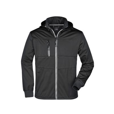 Herren Softshelljacke maritim JN1078, schwarz/weiß, Größe L