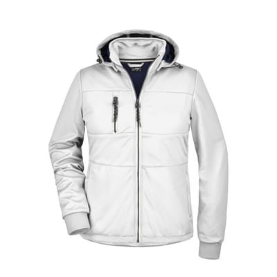 Damen Softshelljacke maritim JN1077, weiß/navy-blau, Größe XXL