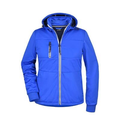 Damen Softshelljacke maritim JN1077, nautic-blau/navy-blau/weiß, Größe L