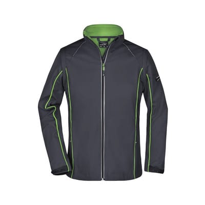 Damen Softshelljacke mit abzippbaren Ärmeln JN1121, eisen-grau/grün, Größe L