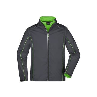 Herren Softshelljacke mit abzippbaren Ärmeln JN1122, eisen-grau/grün, Größe L