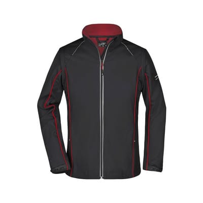 Damen Softshelljacke mit abzippbaren Ärmeln JN1121, schwarz/rot, Größe XXL