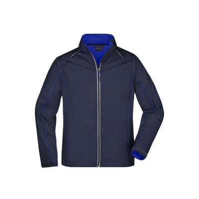 Herren Softshelljacke mit Zip-Ärmeln JN1122, navy-blau/königs-blau, Größe L