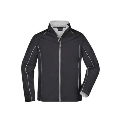 Herren Softshelljacke mit abzippbaren Ärmeln JN1122, schwarz/silber, Größe S