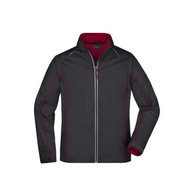 Herren Softshelljacke mit abzippbaren Ärmeln JN1122, schwarz/rot, Größe 3XL