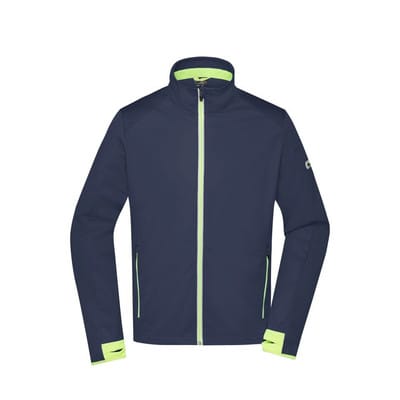 Herren Softshell Sportjacke JN1126, navy-blau/gelb, Größe S
