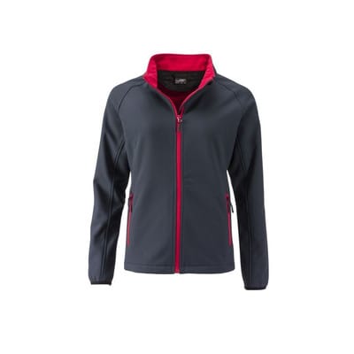 Damen Raglan Softshelljacke JN1129, eisen-grau/rot, Größe XL