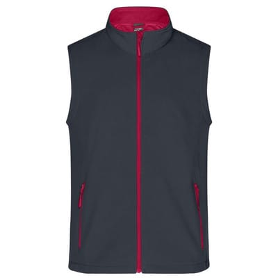 Herren Softshell Weste JN1128, eisen-grau/rot, Größe XXL