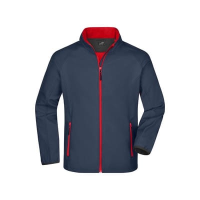 Herren Raglan Softshelljacke JN1130, eisen-grau/rot, Größe 3XL