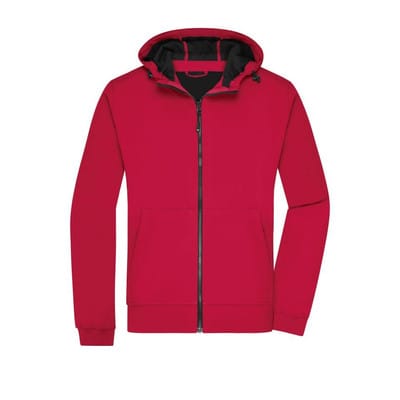 Herren Kapuzen Softshelljacke JN1146, rot/schwarz, Größe XL