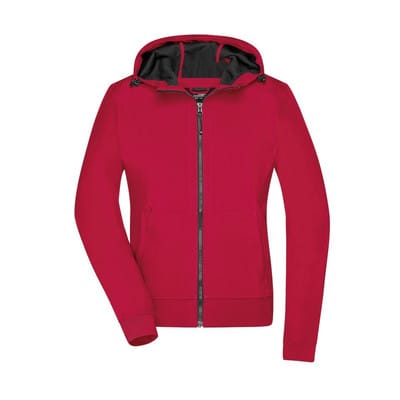 Damen Kapuzen Softshelljacke JN1145, rot/schwarz, Größe S