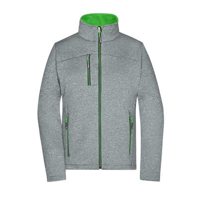 Damen Melange Softshelljacke JN1147, dunkel-melange/grün, Größe M