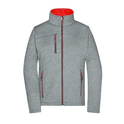 Damen Melange Softshelljacke JN1147, dunkel-melange/rot, Größe S