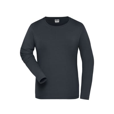 Damen Bio Workwear Langarm-Stretch-Shirt JN1803, carbon, Größe 3XL
