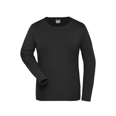 Damen Bio Workwear Langarm-Stretch-Shirt JN1803, schwarz, Größe 3XL