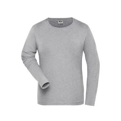 Damen Bio Workwear Langarm-Stretch-Shirt JN1803, grau heather, Größe S