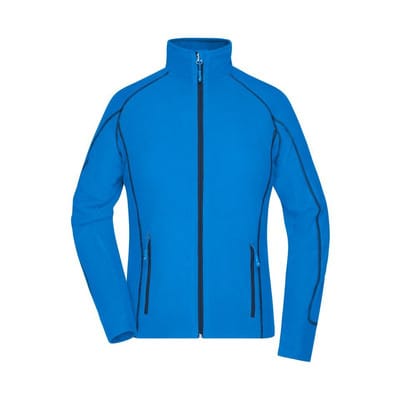 Damen Waffelfleece Jacke JN596, aqua-blau/navy-blau, Größe L