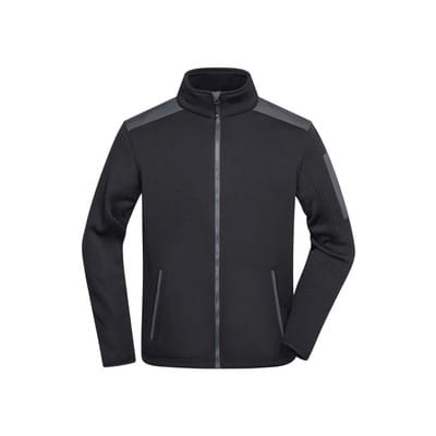 Herren Strick Fleecejacke JN591, schwarz/carbon, Größe XL