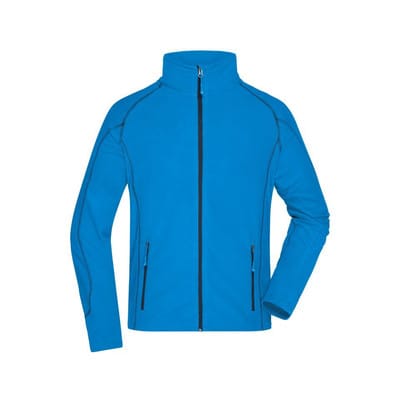 Herren Waffelfleece Jacke JN597, aqua-blau/navy-blau, Größe S