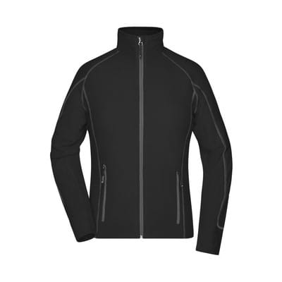 Damen Waffelfleece Jacke JN596, schwarz/carbon, Größe XXL