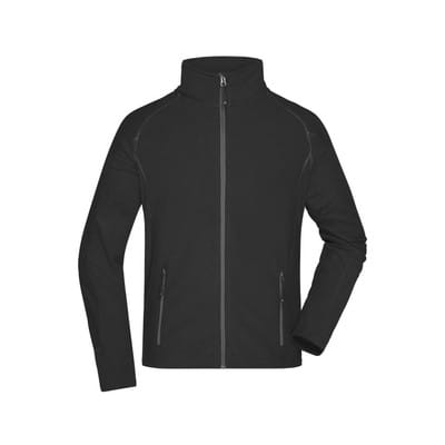 Herren Waffelfleece Jacke JN597, schwarz/carbon, Größe 3XL