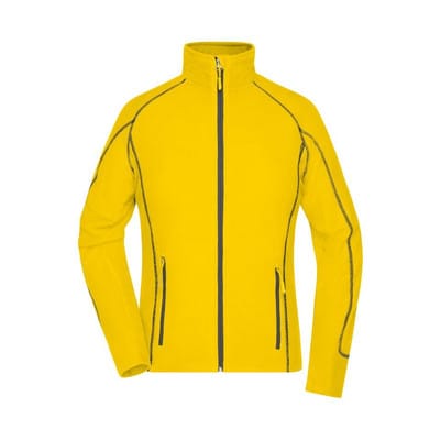Damen Waffelfleece Jacke JN596, gelb/carbon, Größe M