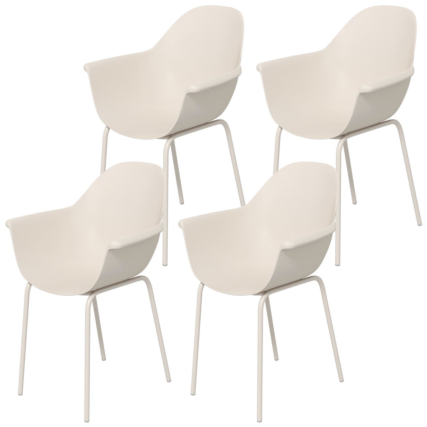 Stackable Garden Chairs, Set Of 4 - Gray, Supports 120 Kg