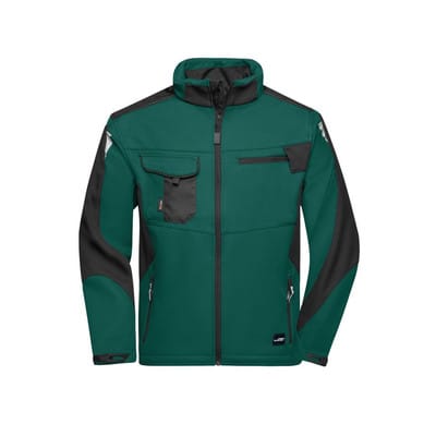 Workwear Softshell Jacke JN844, dunkelgrün/schwarz, Größe XL