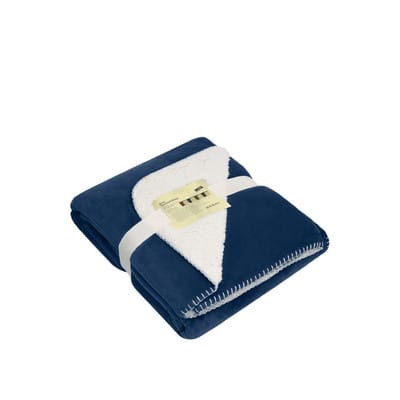 Sherpafleece Kuscheldecke JN955, navy-blau/natur