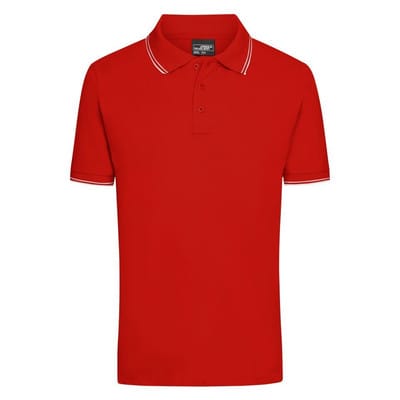 Herren Elastic Poloshirt JN986, tomaten-rot/weiß, Größe L