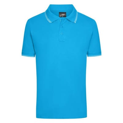Herren Elastic Poloshirt JN986, türkis/weiß, Größe XL